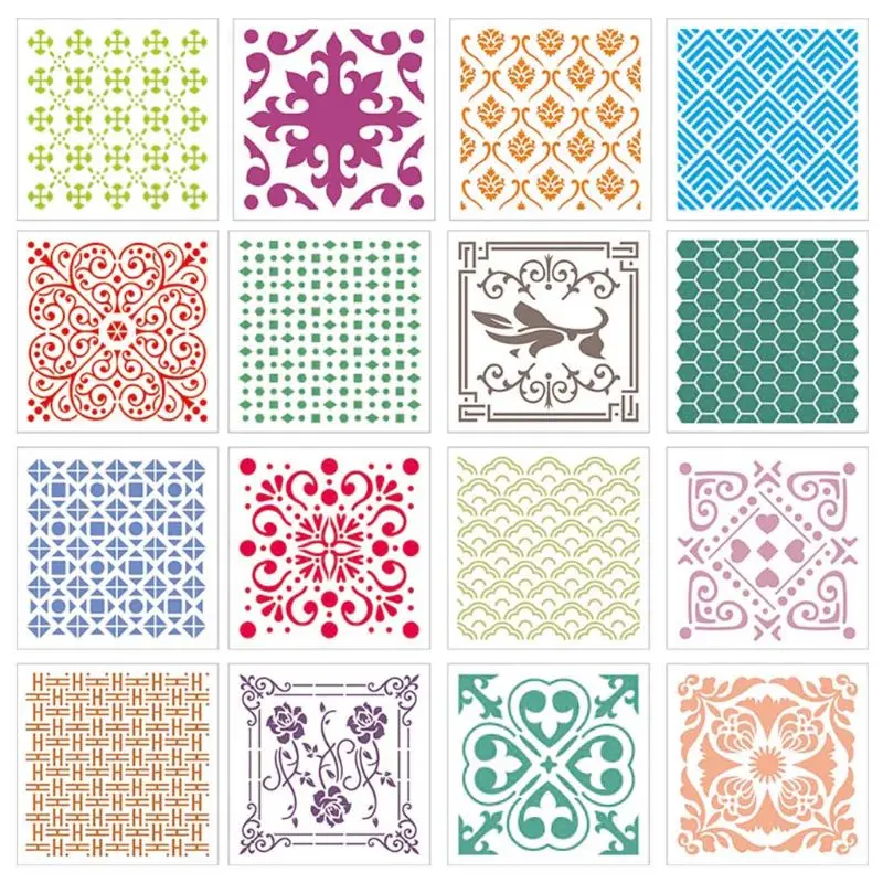

16pcs Mandala Stencil Wall Painting DIY Drawing Template for Stone Wood Funiture