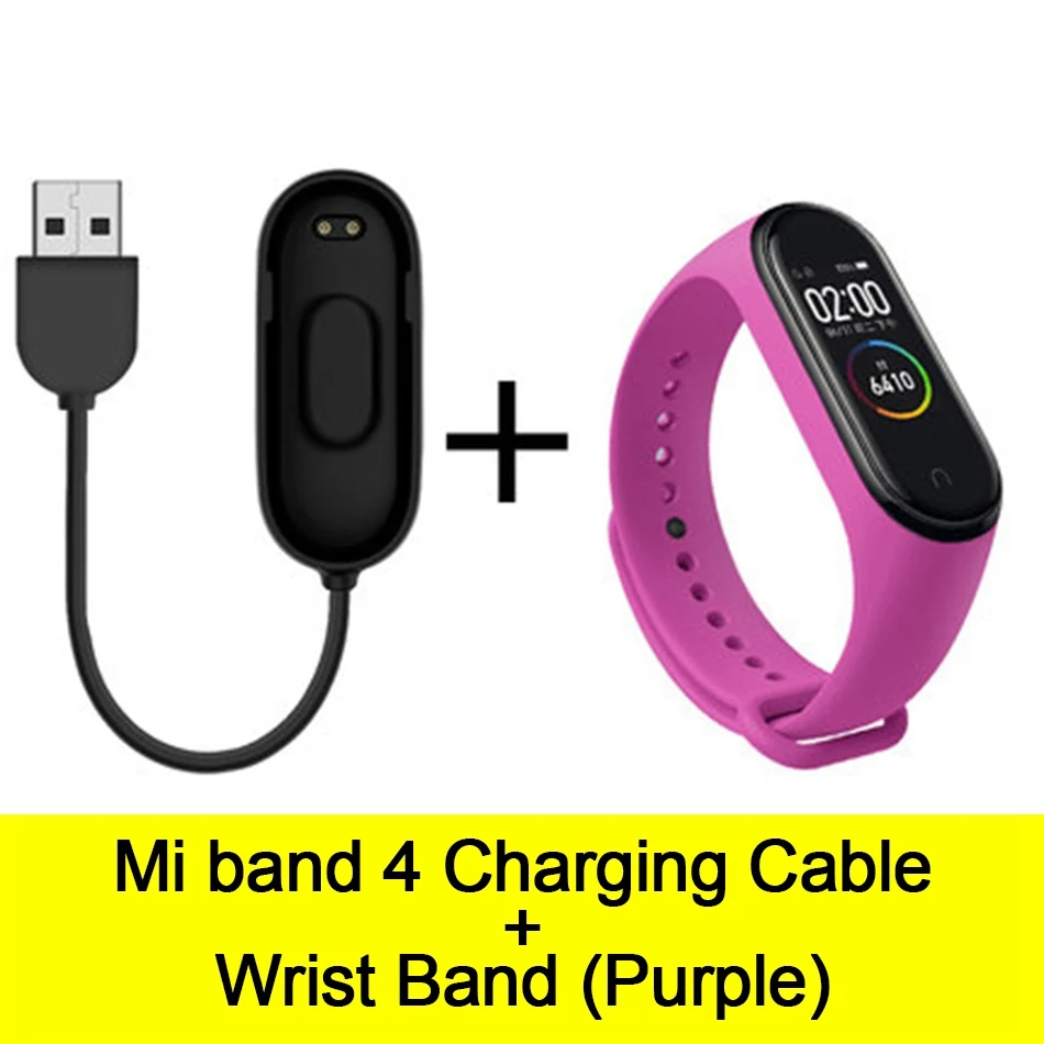 Cable-Purple Usb-кабель для зарядки mi Band 4, шнур для зарядного устройства, Сменный Адаптер для Xiao mi Band 4, NFC, линия для зарядки+ браслеты - Цвет: Cable-Purple