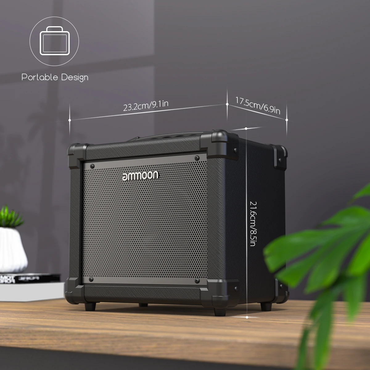 ammoon ga 10 10w elektrische gitarre verstärker amp bt lautsprecher unterstützt reinigenverzerrung modi aux in gain bass höhen volumen