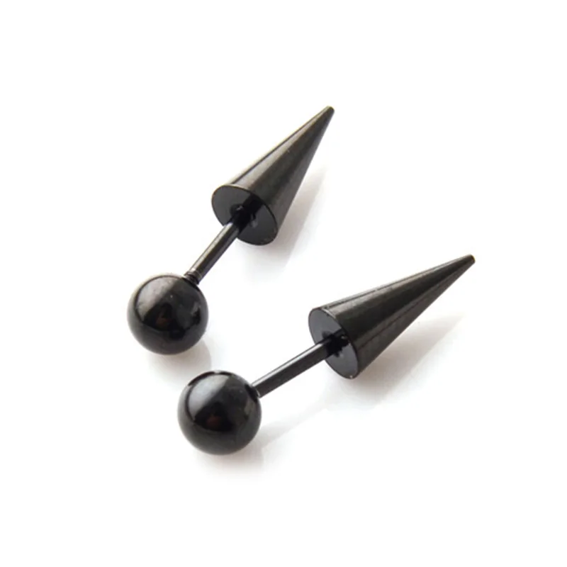 

2Pcs Women Men Round Ball Spike Cone Tip Titanium Steel Screw Back Stud Earrings Punk Gothic Jewelry Gifts