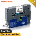 Ярлыки Absonic 1PK FX221 9 мм для гибкого кабеля Brother, этикетки черного и белого цвета, совместимы с устройствами для изготовления этикеток Brother