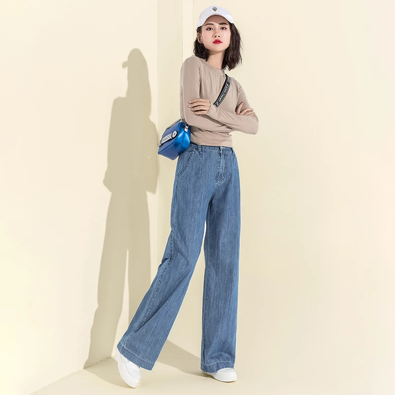 2018 Осень Зима Хлопок Высокая талия широкие брюки поддельные джинсы на молнии