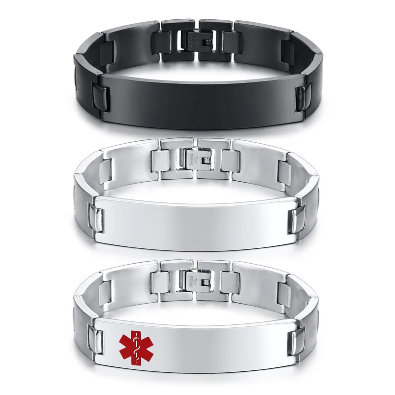 Персонализированные Гравированные медицинские браслеты из нержавеющей стали с
