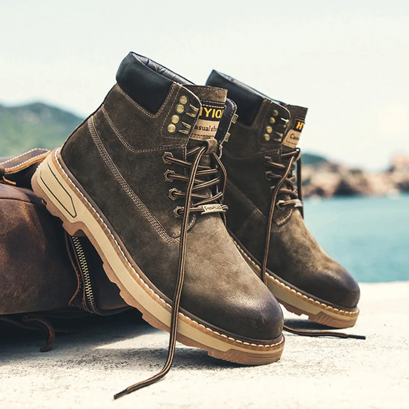 

Мужские ботинки из натуральной кожи, на толстой нескользящей подошве