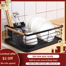 ADOREHOUSE Dish Drying Rack Kitchen Cutlery Fork Storage Shelf Towel Holder With Drain Pan Desktop Organizer Kitchen Tool