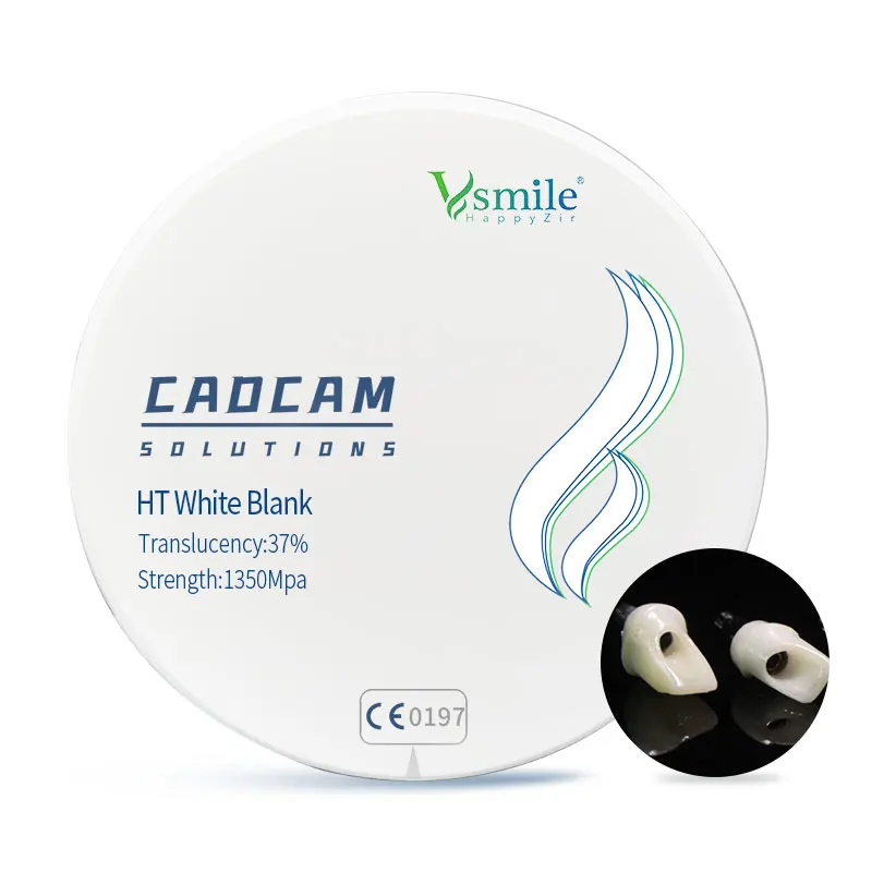 

Циркониевый диск Vsmile для изготовления корон из белого циркония, 98 мм, 37% прозрачность