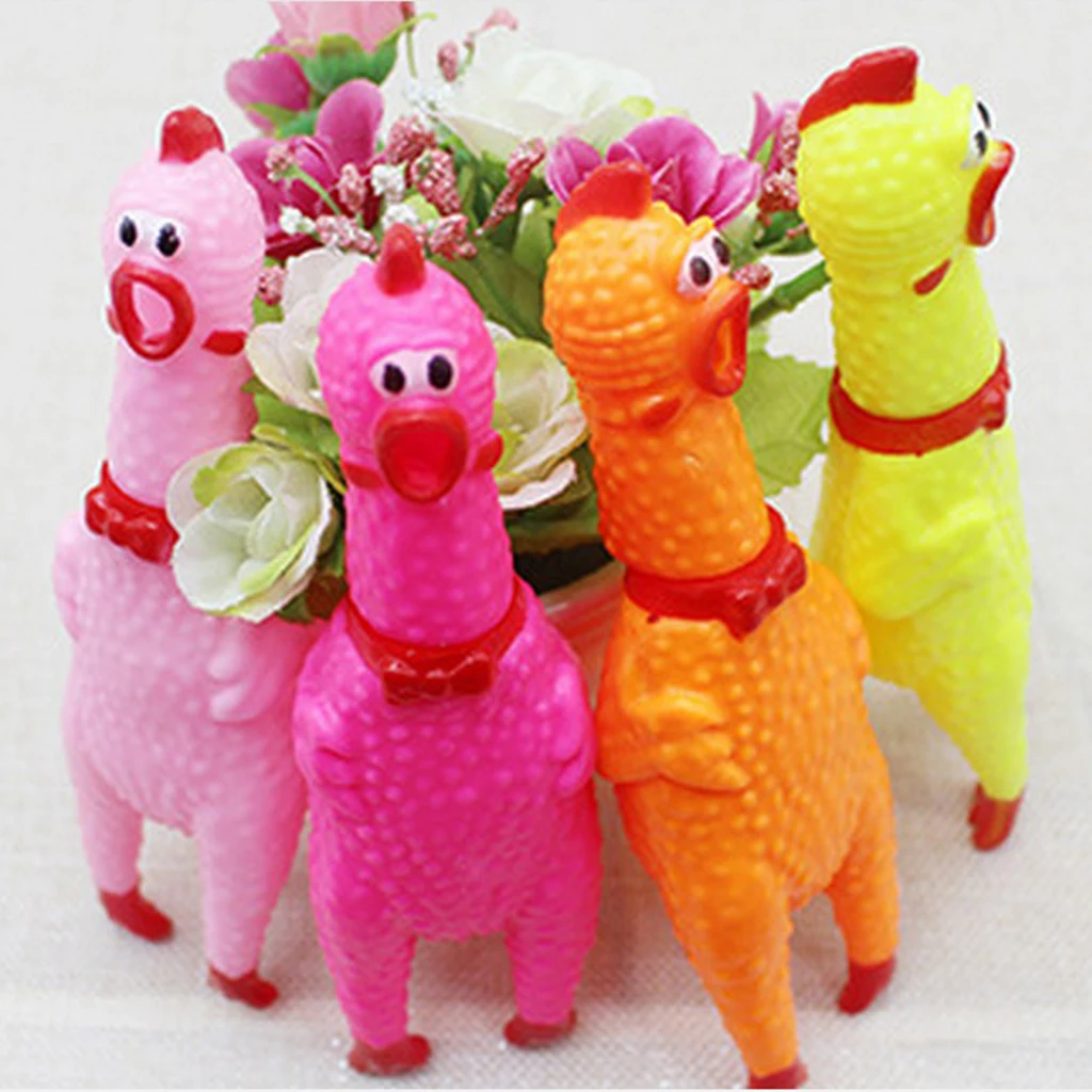 

17CM Small Screaming Rubber Chicken Pet Dog Cat Toy Squeak Squeaker Chew Gift