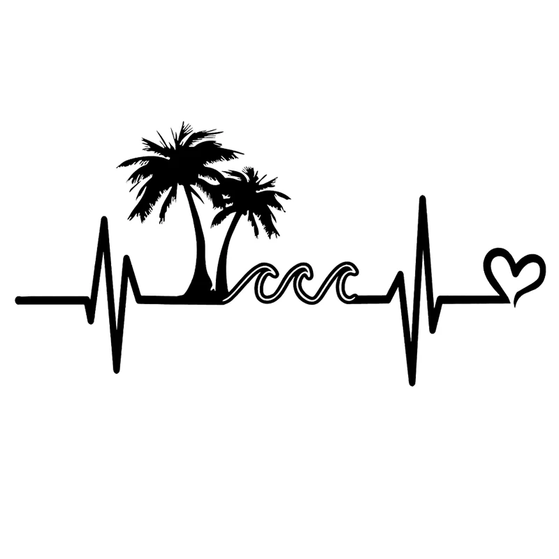 

Волнистая пляжная Пальма сердцебиения вырезанная виниловая наклейка автомобильная наклейка водонепроницаемые Автомобильные украшения на корпус автомобиля бампер заднее окно # S60228