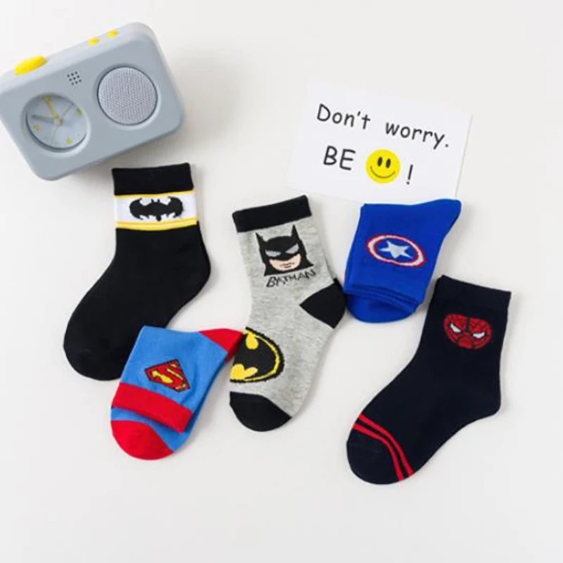 5 шт. носки без пятки с рисунком Капитан Америка детские на весну осень зиму из 100%