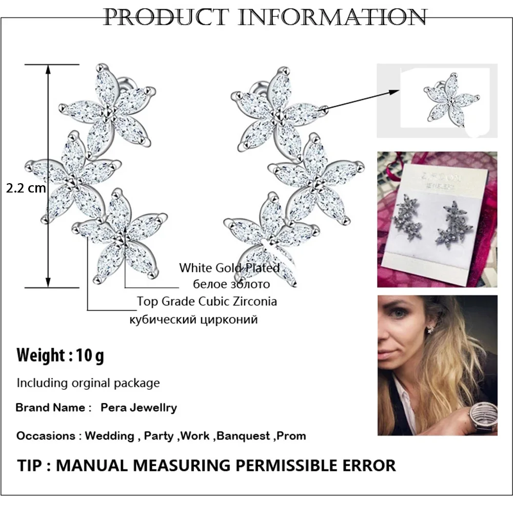 Серьги-гвоздики женские посеребренные с фианитами в Корейском стиле