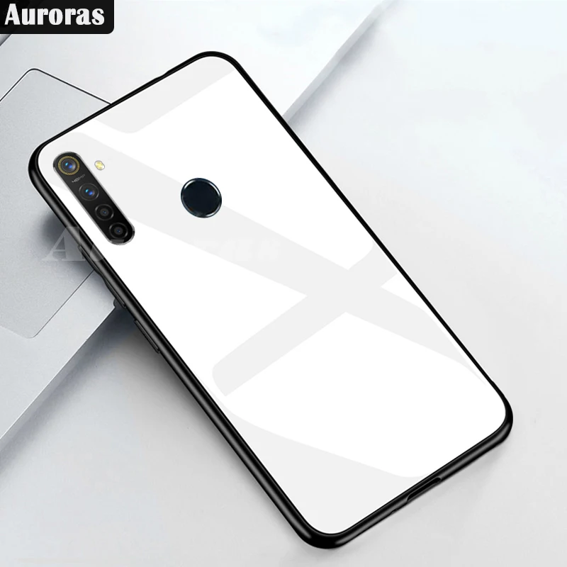 Auroras For Realme 5 Pro Tempered Glass Case with Soft Frame Shockproof Back Cover 3 X2 X Q XT Cases Funda | Мобильные телефоны и