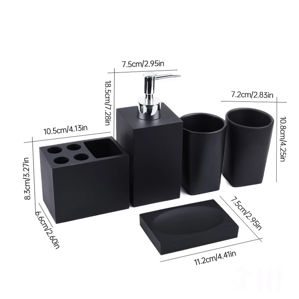 

Bathroom Sink Accessories Set Marble Look Resin Restroom Apartment Resin Soap Dispenser Toothbrush Holder Restroom Decor 5PCS