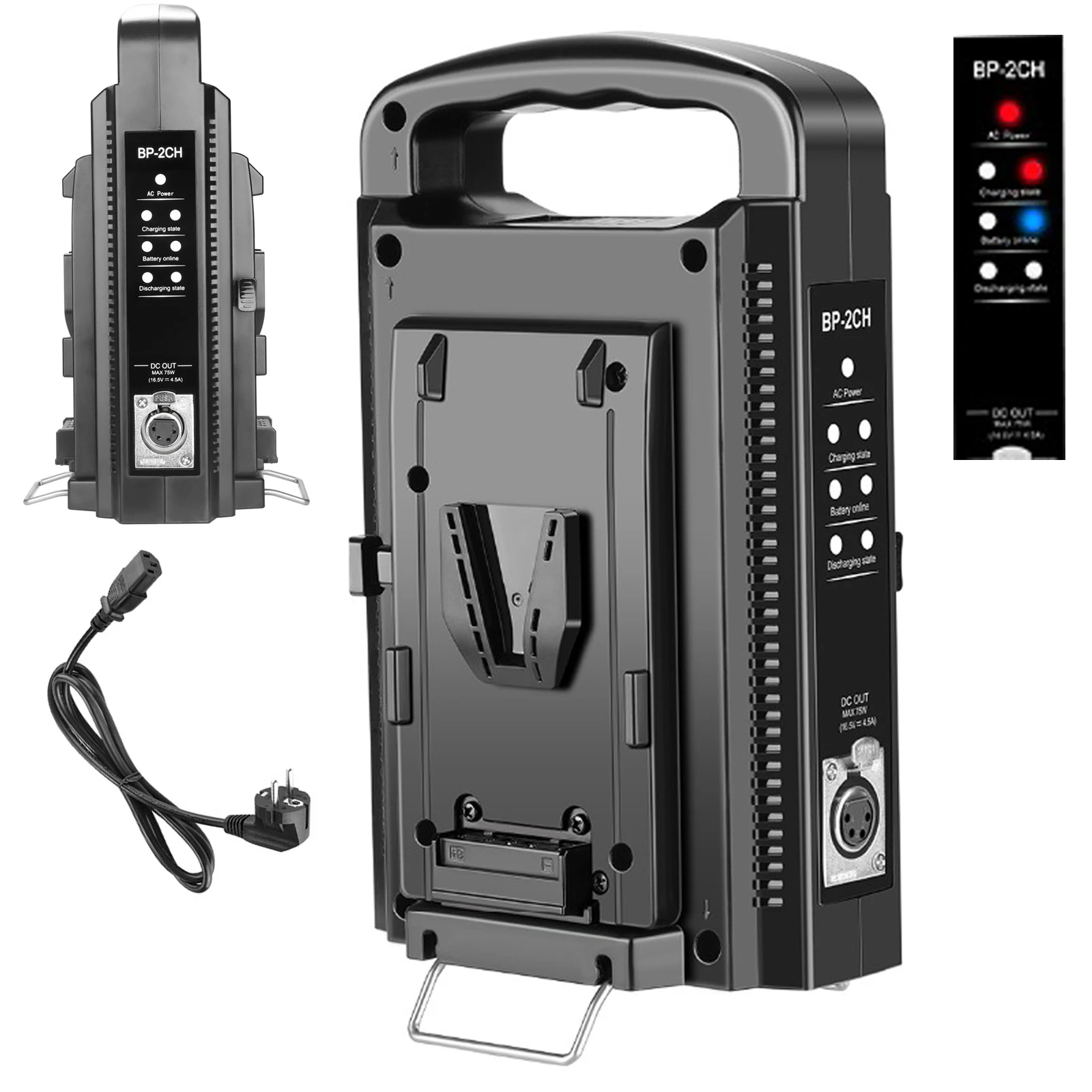 

BP-2CH Dual Channel V-Mount/V Lock Battery Charger with DC 16.5V Power Supply Output Compatible with Any V-Mount Battery