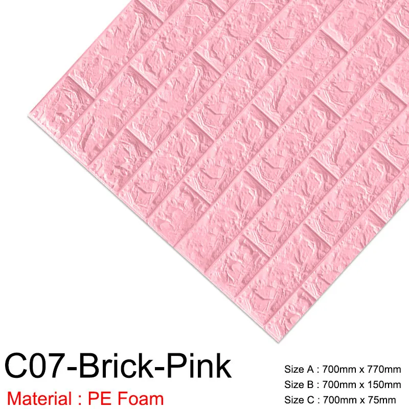 C07-Brick-Pink 3D обои, Мраморная кирпичная кожура и самоклеющиеся настенные стикеры s, водонепроницаемые, DIY, для кухни, ванной, дома, настенные наклейки, виниловые - Цвет: C07-Brick-Pink