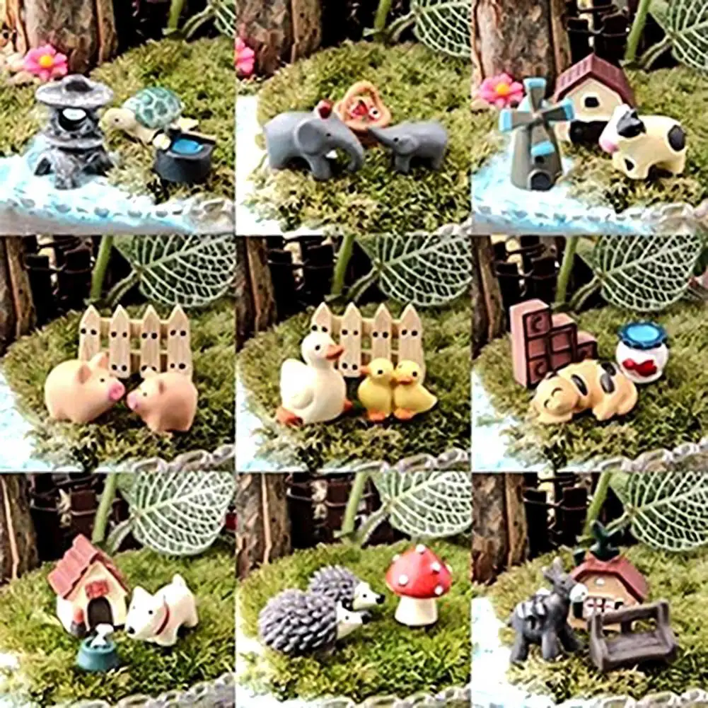 

3Pcs/Set High Imitation Resin Animal Figurine Collectibles Micro Landscape DIY Miniature Decor for Home Office