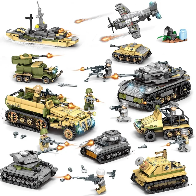 Ewellsold Военный танк строительные блоки Шерман М4 Танк конструктор Ww2 Фигурки