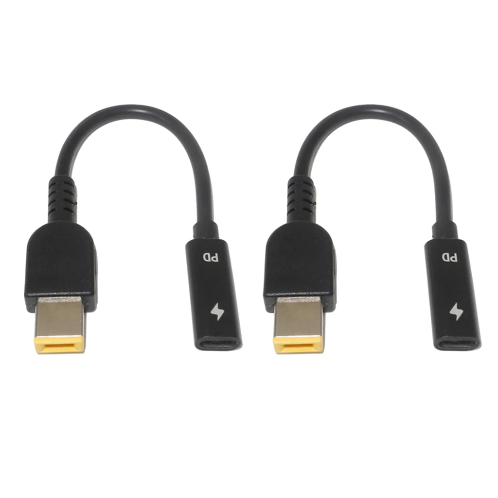 

2 Pcs Laptop Power Cable USB Type-C Female To Square Plug Charger For Lenovo