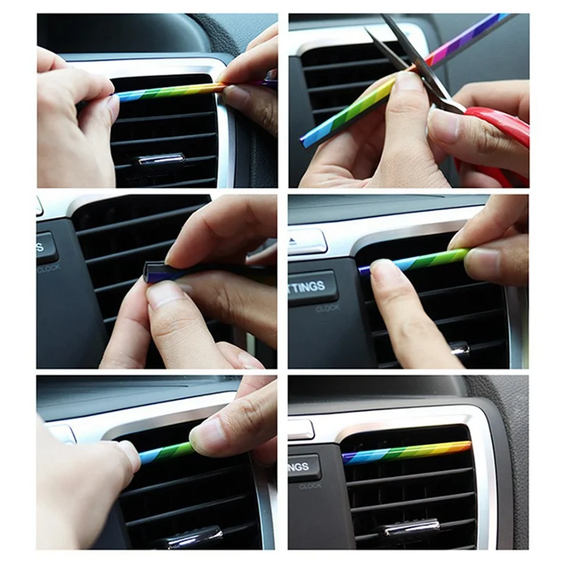 10Pcs/Set Car-styling Plating Air Outlet Trim 20cm Interior Moulding Strip Vent Grille Switch Car Accessories | Автомобили и
