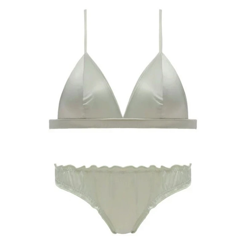 Women Strappy Bra Low Waist Thongs Thin Triangle Bikini Set Two-piece Swimsuit X3UE