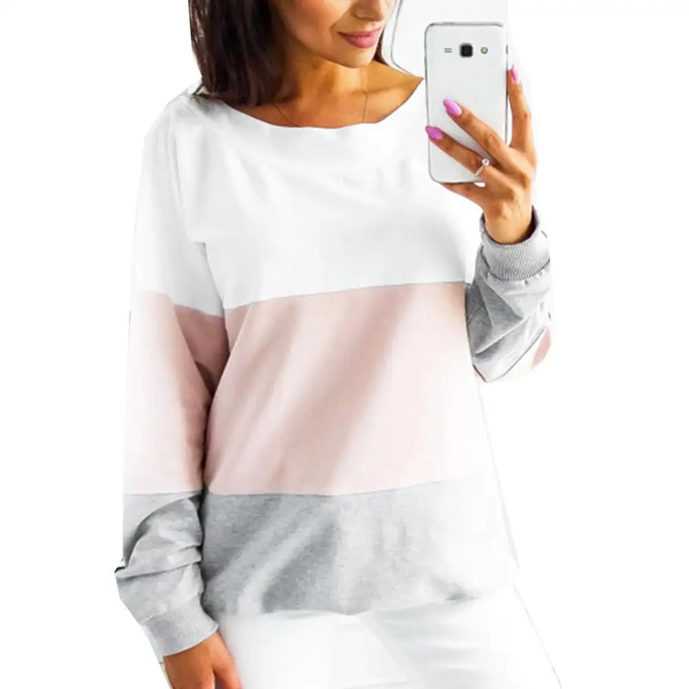 as shown Hot Sale Women Long Sleeve Sweatshirt Ladies Casual Loose Lace Up Sexy Back Pullover Tops CXZ - Цвет: as shown