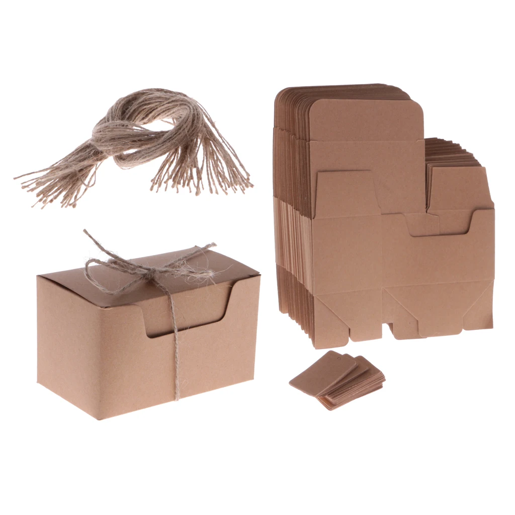 Подарочные коробки из крафт-бумаги 50 шт. бирки для конфет тортов печенья вечерние