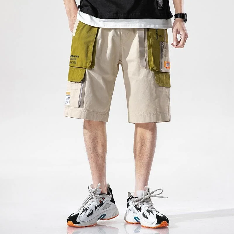 

Summer Mens Work Shorts Ins Trend Color Matching Multi-pocket Thin Beach Pants Casual Fashion Sports Shorts -40