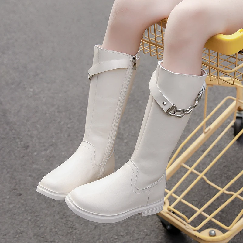 Детские зимние сапоги на цепочке женские модные для девочек ботинки мартинсы до