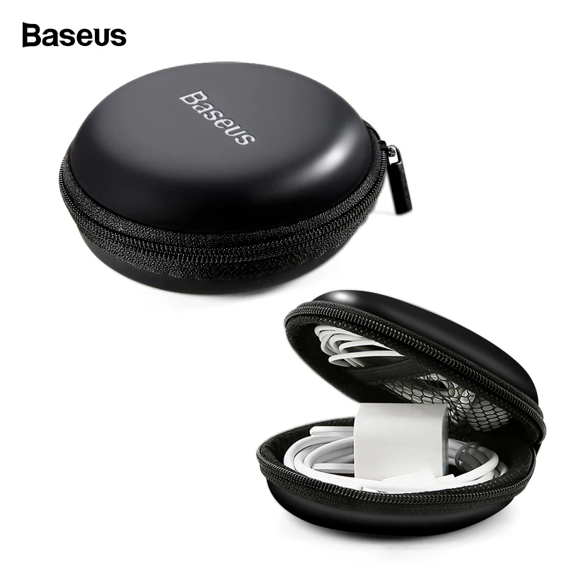 Чехол для наушников Baseus, для Airpods, Earpods, портативный, из искусственной кожи, мини, круглая коробка, сумка, чехол для наушников, Air Pods, Pod Coque Funda