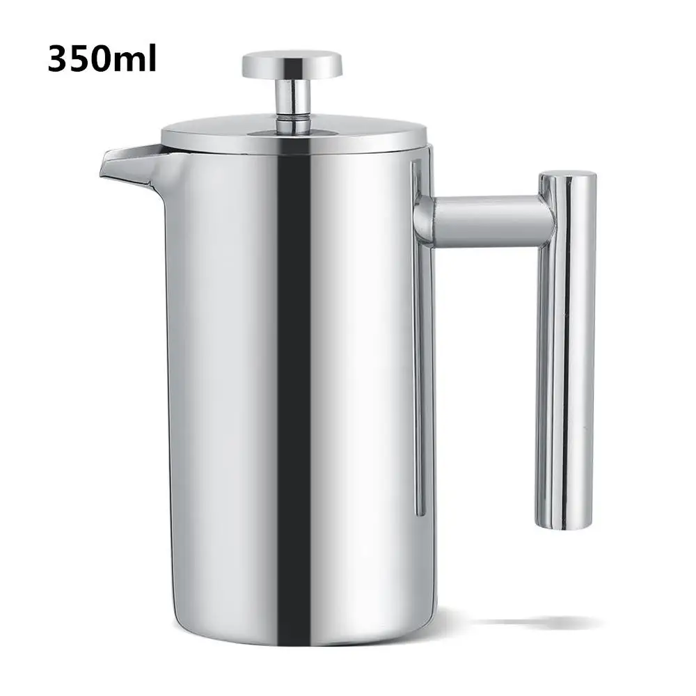 350ml Нержавеющая сталь 304 двухслойный Френч-пресс кофейник с фильтрующими корзинами 1000 мл большая емкость руководство для кафе - Цвет: 350ml