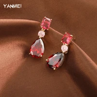 color shiny drop earrings luxury high fashion transparent jewelry for women simple style high quality aaa zircon party earrings