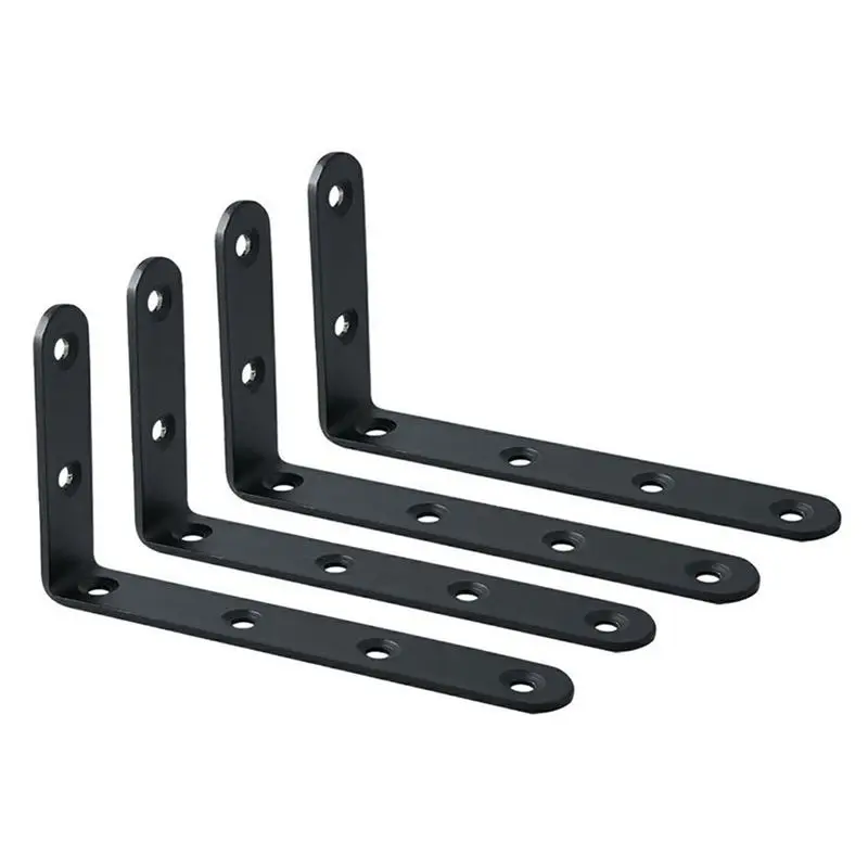 

4 PCS Stainless Steel Duty "L" Decorative Corner Brace Angle Bracket Shelf Bracket Support Furniture Connector Industrial Decora
