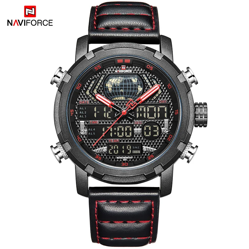 BRB NAVIFORCE мужские часы спортивные армейские кварцевые часы светодиодный цифровой хронограф водонепроницаемые часы мужские часы Relogio Masculino - Цвет: BRB