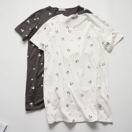 Женские футболки с коротким рукавом белые и серые принтом в стиле Харадзюку