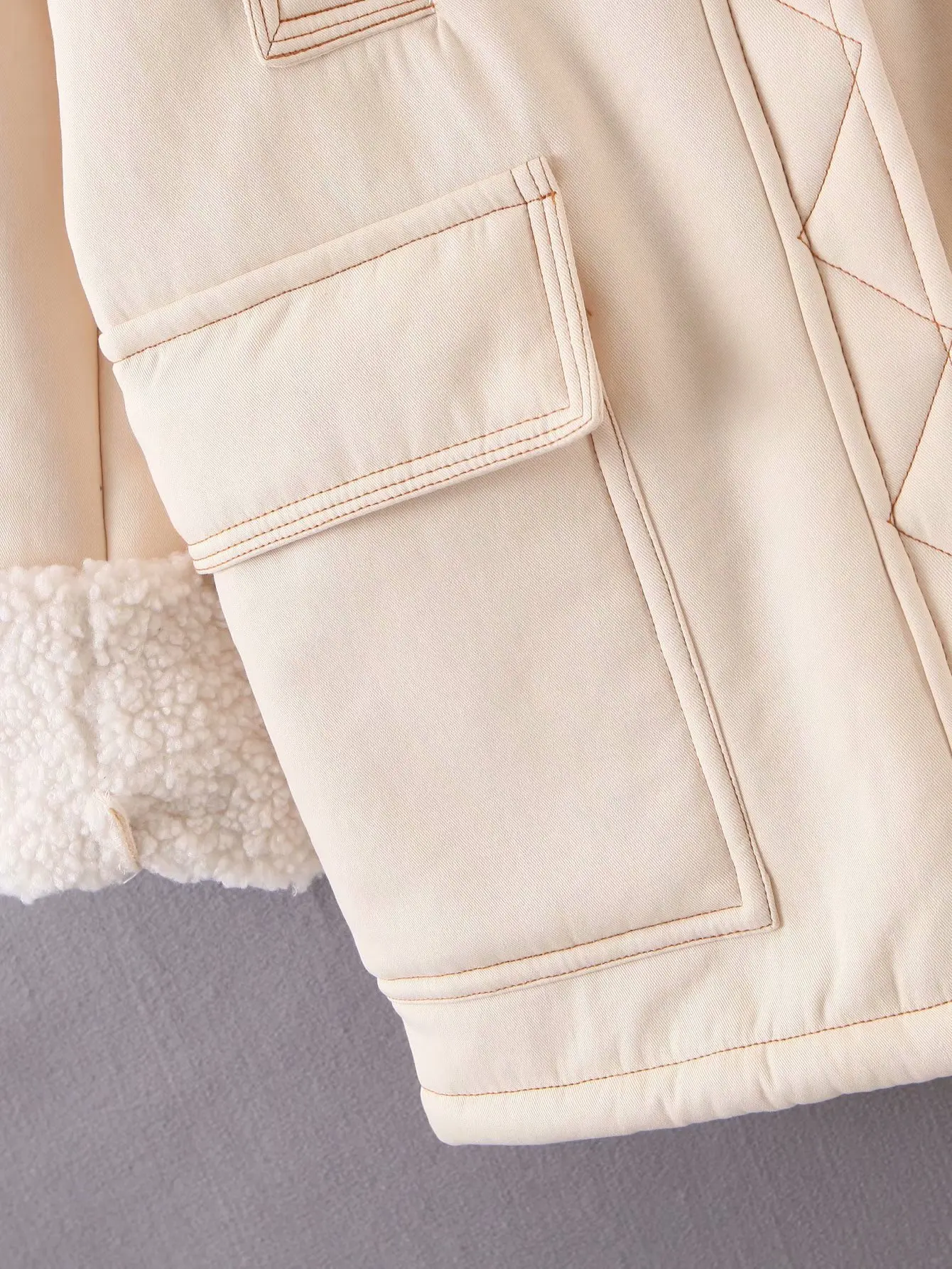 

2020 Winter Jacket Coat Women New Turn-down Collar Large Pocket Lamb Wool Motorcycle Jacket Cotton Overcoat Female