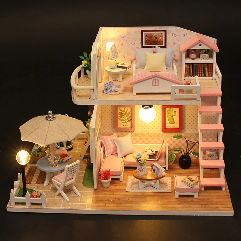 

DIY Doll House Miniature Wooden Dollhouse Miniaturas Furniture Toy House Doll Toys for Gift Home Decor Craft Figurines M33