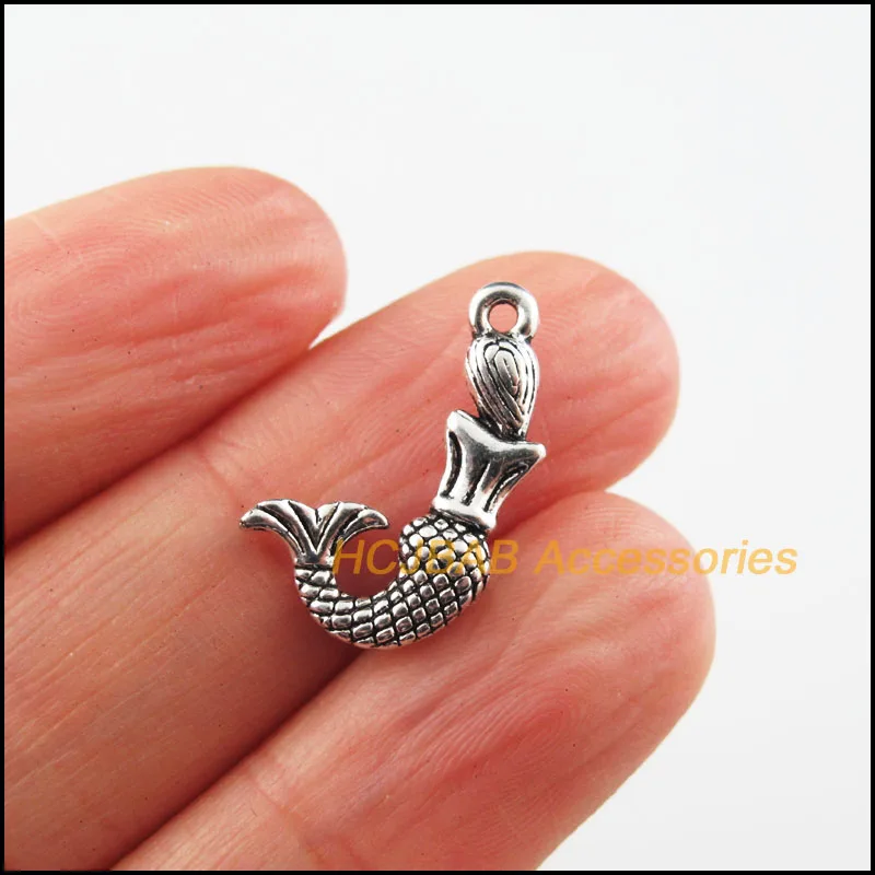 

25 New Mermaid Charms Tibetan Silver Color Beauty Pendants 12x19mm