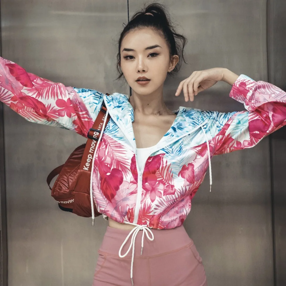 FE6903 толстовки спортивная куртка с принтом женский топ для йоги на Молнии Куртка