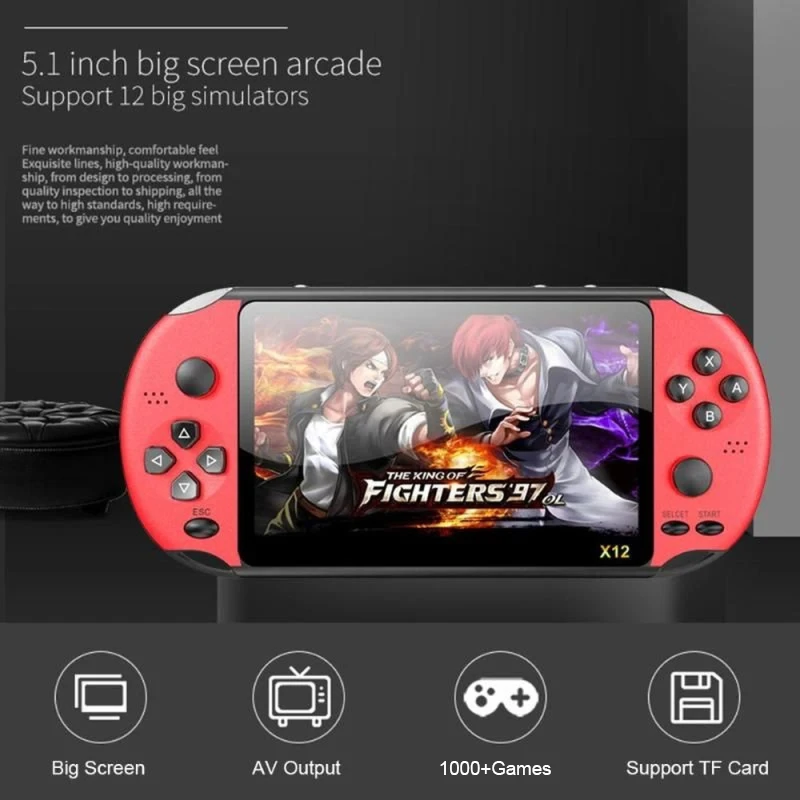 X12 5.1 Inch Game Console Nostalgic Classic Dual-Shake 8G Built-in 1000+Games Support TF Card Handheld Players | Электроника