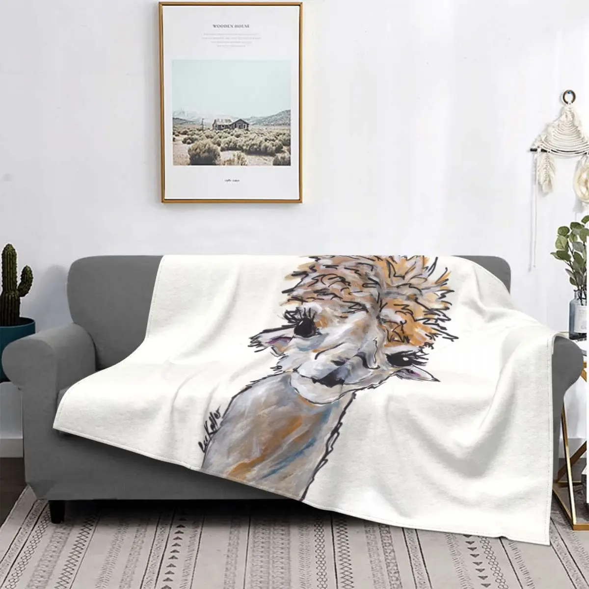 

Cute Alpaca Art Angel Blankets Fleece All Season Animal Fun Multifunction Ultra-Soft Throw Blanket for Home Office Bedspreads