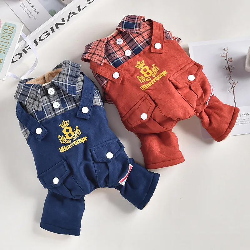 Теплая хлопковая одежда для собак оранжевого и синего цвета на осень зиму