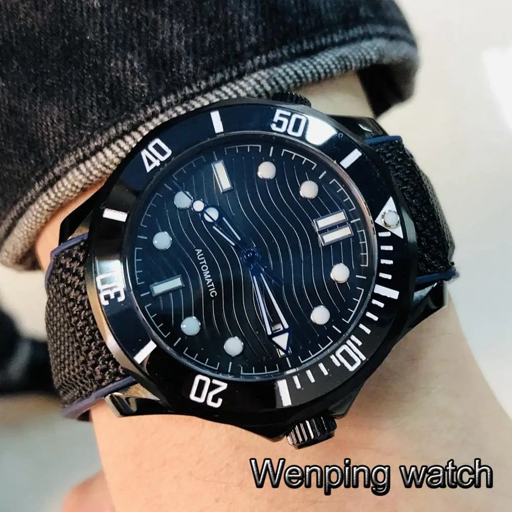 Bliger 41 мм топ мужские часы с сапфировым стеклом черный стерильный циферблат PVD