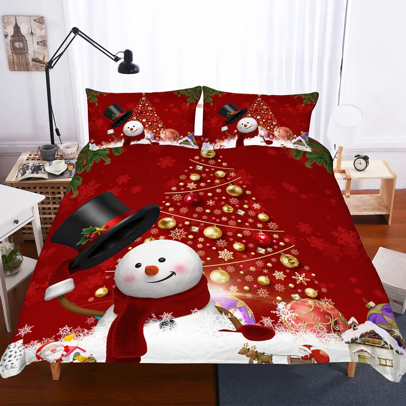 

Fanaijia 3D Christmas Bedding Set Twin Size Cartoon Christmas Tree Single Bed Duvet Cover Set Kids New Year's Gift