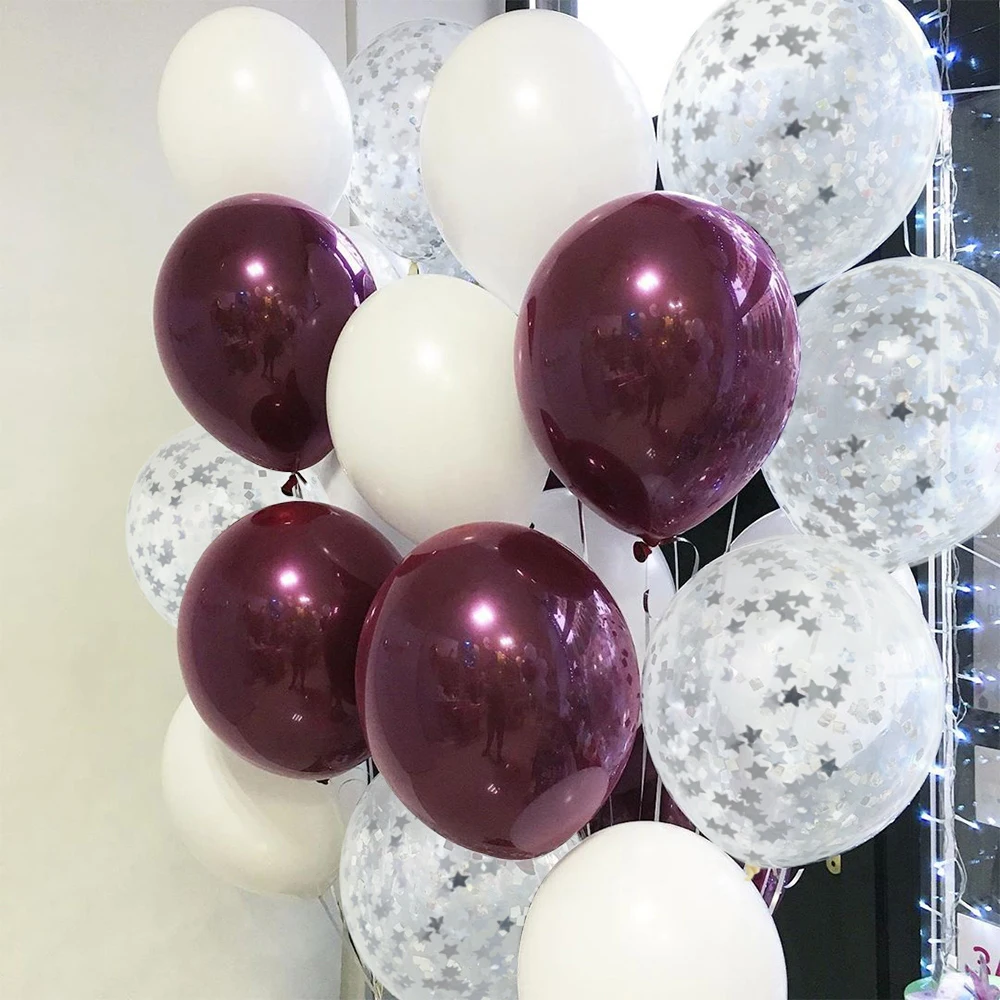10 шт. 10-дюймовые двухслойные латексные воздушные шары бордового цвета | Дом и сад