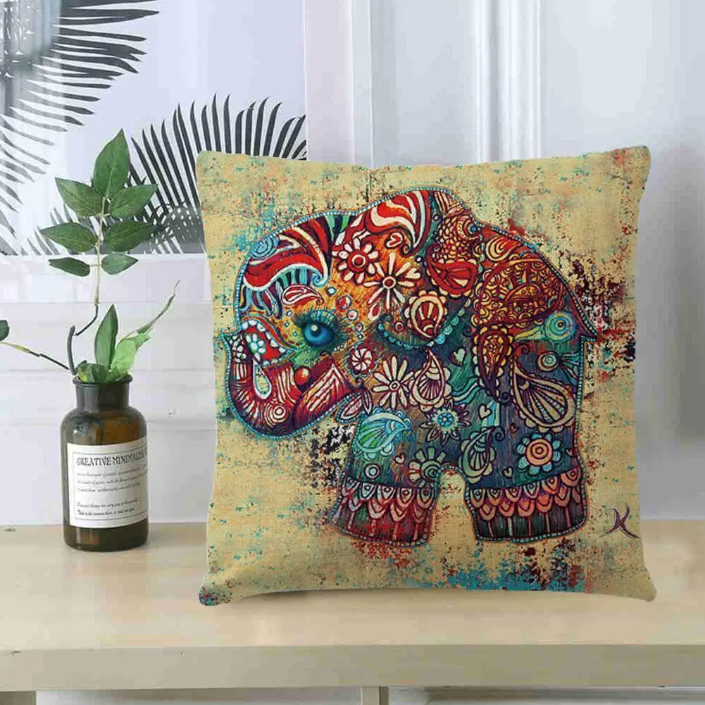 

Cute Animal Pattern Cushion Cover Cartoon Elephants Polyester Pillow Cover Throw Sofa Car Home Print Pillowcase Decorative V4R9