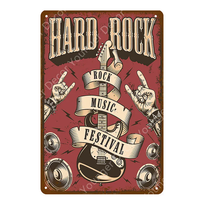 Hard Rock Music Fstival Tin Signs Vintage Metal Plaque Retro Jazz Kiss Band Wall Art Poster For Bar Pub Club Decor YA008 | Дом и сад