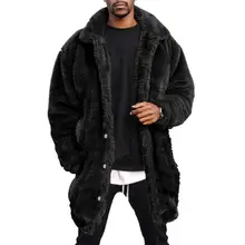 Chaqueta de invierno para hombre, rompevientos de lana, ropa de calle de Hip-Hop, abrigo grueso de felpa de Color sólido, Chaqueta larga de moda para hombre