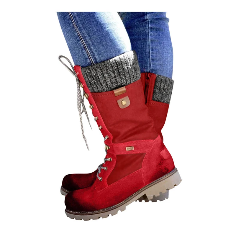 

Women Fashion Casual Round Toe Rome Retro Mid-Calf Boots Lace UP Low Heels Shoes High quality material comfortable and soft A50