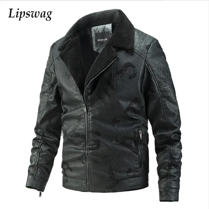 

Модные мужские Куртки из искусственной кожи 2021, зимняя теплая однотонная приталенная верхняя одежда с длинным рукавом, мужские винтажные п...