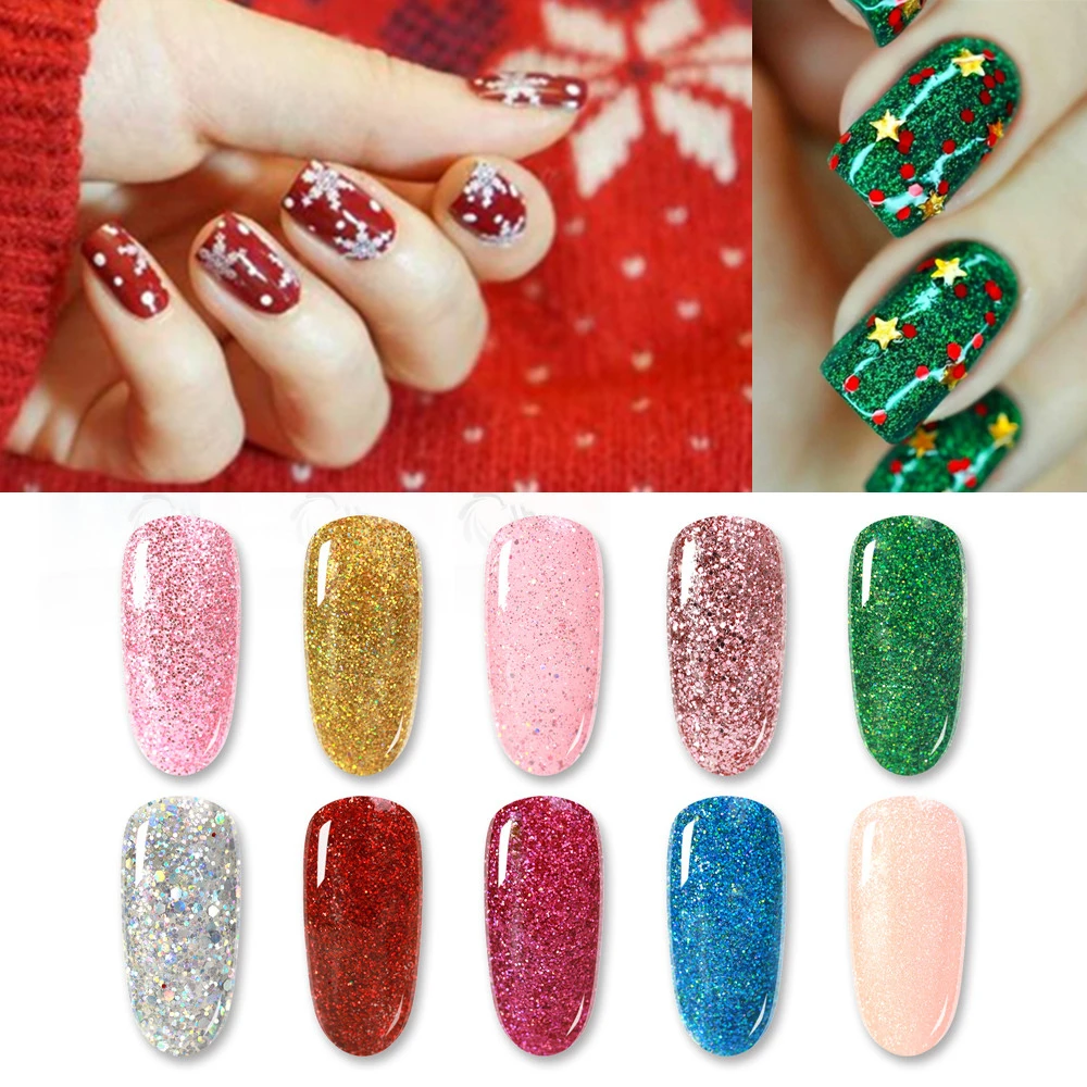 

28g Xmas Dip Dipping Powder Nail Art Polish Holographic Glitter Gradient Shining Chrome Pigment Powder Set Nail Flakes Sequins