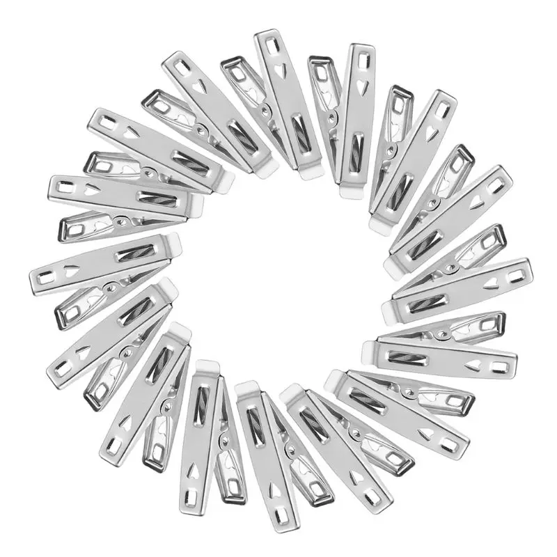 

100PCS Clothes Pegs Stainless Steel Clips For Coat Pants Laundry Drying Hanger M17F